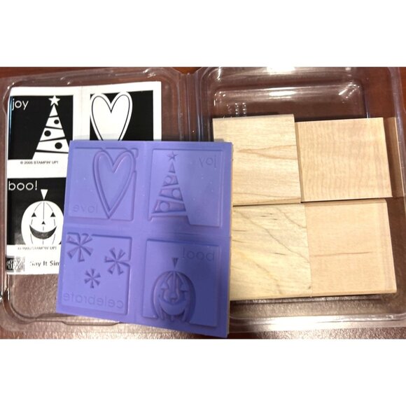 Stampin Up! Say It Simply Wood Mounted Rubber Stamp Set Holiday Designs - Picture 3 of 3